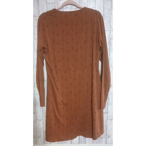 Kuhl Anya Faux Wrap Dress Copper Long Sleeve Stretch Organic Cotton Size XL - Picture 2 of 5